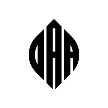 Çember ve elips şekilli OAA daire harf logosu tasarımı. Tipografik biçimli OAA elips harfleri. Üç baş harf daire şeklinde bir logo oluşturuyor. OAA Çember Amblemi Soyut Monogram Harf İşaretleme Vektörü.