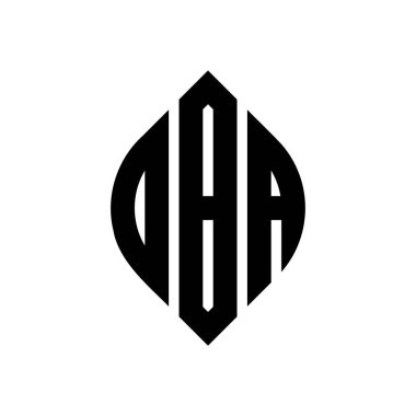 Çember ve elips şekilli OBA daire harf logosu tasarımı. Tipografik şekilli OBA elips harfleri. Üç baş harf daire şeklinde bir logo oluşturuyor. OBA Çemberi Amblemi Soyut Monogram Harf İşaretleme Vektörü.
