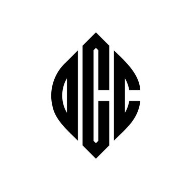 Çember ve elips şekilli OCC daire harf logosu tasarımı. Tipografik biçimli OCC elips harfleri. Üç baş harf daire şeklinde bir logo oluşturuyor. OCC Çember Amblemi Soyut Monogram Harf İşaretleyici Vektörü.