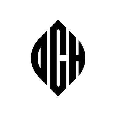 Çember ve elips şekilli OCH daire harf logosu tasarımı. Tipografik şekilli OCH elips harfleri. Üç baş harf daire şeklinde bir logo oluşturuyor. OCH Çemberi Amblemi Soyut Monogram Harf İşaretleme Vektörü.
