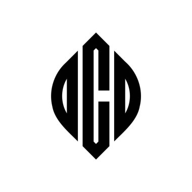 Çember ve elips şekilli OCO daire harf logosu tasarımı. Tipografik şekilli OCO elips harfleri. Üç baş harf daire şeklinde bir logo oluşturuyor. OCO Çember Amblemi Soyut Monogram Harf İşaretleyici Vektörü.