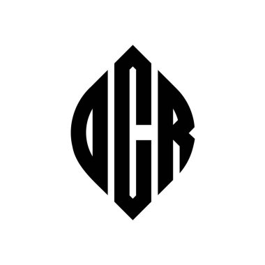 Çember ve elips şekilli OCR daire harf logosu tasarımı. Tipografik tarzda OCR elips harfleri. Üç baş harf daire şeklinde bir logo oluşturuyor. OCR Çember Amblemi Soyut Monogram Harf İşaretleyici Vektörü.