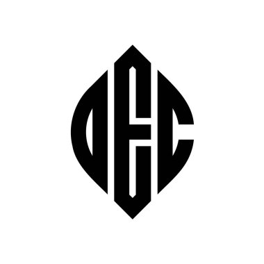 Çember ve elips şekilli OEC daire harf logosu tasarımı. Tipografik biçimli OEC elips harfleri. Üç baş harf daire şeklinde bir logo oluşturuyor. OEC Çemberi Amblemi Soyut Monogram Harf İşaretleme Vektörü.