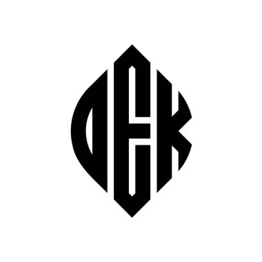 Çember ve elips şekilli OEK daire harf logosu tasarımı. Tipografik biçimli OEK elips harfleri. Üç baş harf daire şeklinde bir logo oluşturuyor. OEK Çember Amblemi Soyut Monogram Harf İşaretleyici Vektörü.
