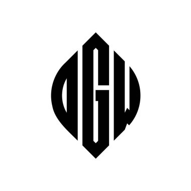OGW circle letter logo design with circle and ellipse shape. OGW ellipse letters with typographic style. The three initials form a circle logo. OGW Circle Emblem Abstract Monogram Letter Mark Vector.