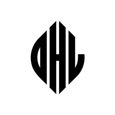 Çember ve elips şekilli OHL daire harf logosu tasarımı. YTL elips harfleri tipografik tarzda. Üç baş harf daire şeklinde bir logo oluşturuyor. OHL Çember Amblemi Soyut Monogram Harf İşaretleyici Vektörü.