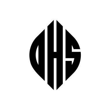 Çember ve elips şekilli OHS daire harf logosu tasarımı. YTD elips harfleri tipografik tarzda. Üç baş harf daire şeklinde bir logo oluşturuyor. OHS Çember Amblemi Soyut Monogram Harf İşaretleyici Vektörü.