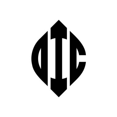 Çember ve elips şekilli OIC daire harf logosu tasarımı. Tipografik biçimli OIC elips harfleri. Üç baş harf daire şeklinde bir logo oluşturuyor. OIC Çember Amblemi Soyut Monogram Harf İşaretleyici Vektörü.