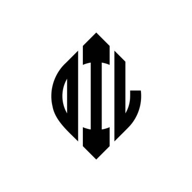 Çember ve elips şekilli OIL daire harf logosu tasarımı. Tipografik biçimli OIL elips harfleri. Üç baş harf daire şeklinde bir logo oluşturuyor. Yağ Çemberi Amblemi Soyut Monogram Harf İşaretleyici Vektörü.