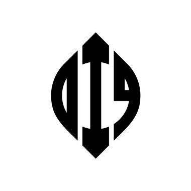 Çember ve elips şekilli OIQ daire harf logosu tasarımı. Tipografik biçimli OIQ elips harfleri. Üç baş harf daire şeklinde bir logo oluşturuyor. OIQ Çemberi Amblemi Soyut Monogram Harf İşaretleyici Vektörü.