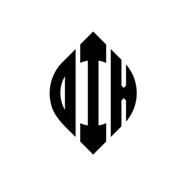 Çember ve elips şekilli OIX daire harf logosu tasarımı. Tipografik biçimli OIX elips harfleri. Üç baş harf daire şeklinde bir logo oluşturuyor. OIX Çember Amblemi Soyut Monogram Harf İşaretleyici Vektörü.