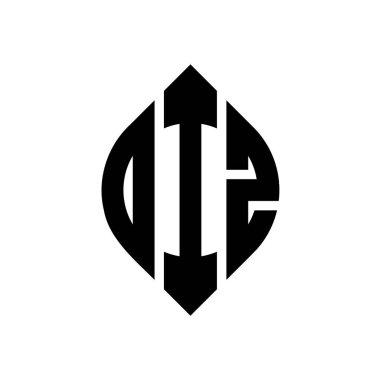 Çember ve elips şekilli OIZ daire harf logosu tasarımı. Tipografik biçimli OIZ elips harfleri. Üç baş harf daire şeklinde bir logo oluşturuyor. OIZ Çember Amblemi Soyut Monogram Harf İşaretleyici Vektörü.