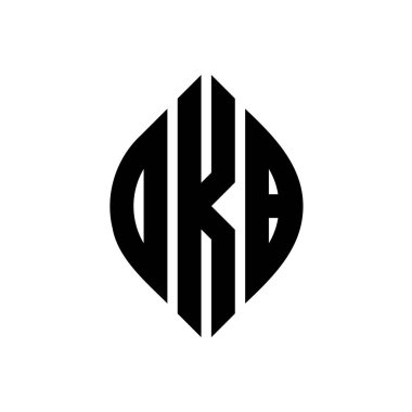Çember ve elips şekilli OKB daire harf logosu tasarımı. Tipografik biçimli OKB elips harfleri. Üç baş harf daire şeklinde bir logo oluşturuyor. OKB Çember Amblemi Soyut Monogram Harf İşaretleyici Vektörü.