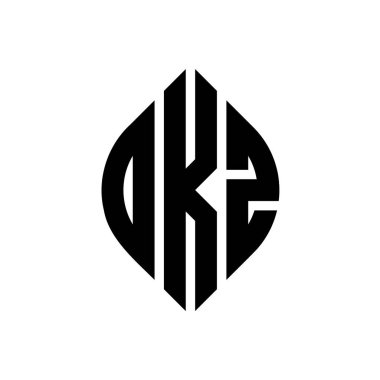 Çember ve elips şekilli OKZ daire harf logosu tasarımı. Tipografik biçimli OKZ elips harfleri. Üç baş harf daire şeklinde bir logo oluşturuyor. OKZ Çember Amblemi Soyut Monogram Harf İşaretleyici Vektörü.
