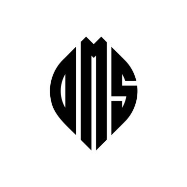 Çember ve elips şekilli OMS daire harf logosu tasarımı. Tipografik biçimli OMS elips harfleri. Üç baş harf daire şeklinde bir logo oluşturuyor. OMS Çemberi Amblemi Soyut Monogram Harf İşaretleyici Vektörü.