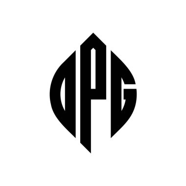 OPG daire harf logosu dizaynı daire ve elips şeklinde. OPG elips harfleri tipografik tarzda. Üç baş harf daire şeklinde bir logo oluşturuyor. OPG Çemberi Amblemi Soyut Monogram Harf İşaretleme Vektörü.
