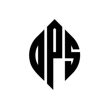 Çember ve elips şekilli OPS daire harf logosu tasarımı. Baskı biçiminde elips harfler. Üç baş harf daire şeklinde bir logo oluşturuyor. İşlem Çemberi Amblemi Soyut Monogram Harf İşaretleme Vektörü.