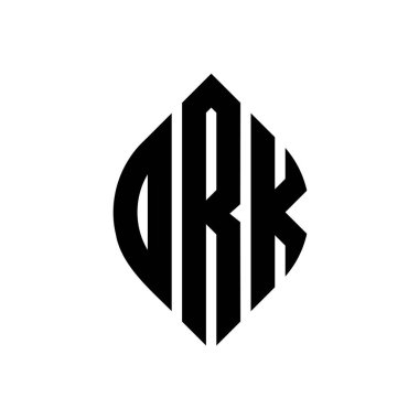 ORK daire harf logosu dizaynı daire ve elips şeklinde. Typographic tarzında ORK elips harfleri. Üç baş harf daire şeklinde bir logo oluşturuyor. ORK Çemberi Amblemi Soyut Monogram Harf İşaretleme Vektörü.