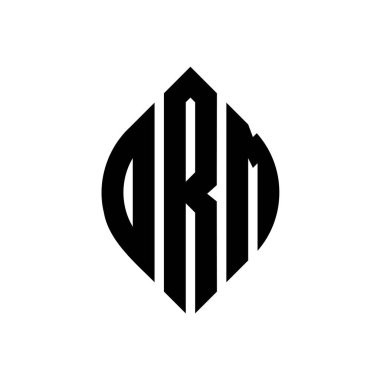 ORM daire harf logosu dizaynı daire ve elips şeklinde. Typographic tarzında ORM elips harfleri. Üç baş harf daire şeklinde bir logo oluşturuyor. ORM Çemberi Amblemi Soyut Monogram Harf İşaretleme Vektörü.