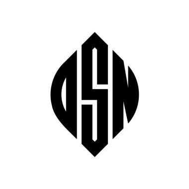Çember ve elips şekilli OSN daire harf logosu tasarımı. Tipografik biçimli OSN elips harfleri. Üç baş harf daire şeklinde bir logo oluşturuyor. OSN Çember Amblemi Soyut Monogram Harf İşaretleyici Vektörü.