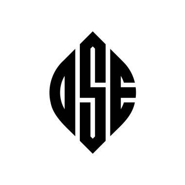 Çember ve elips şekilli OSE daire harf logosu tasarımı. Tipografik biçimli OSE elips harfleri. Üç baş harf daire şeklinde bir logo oluşturuyor. OSE Çemberi Amblemi Soyut Monogram Harf İşaretleme Vektörü.