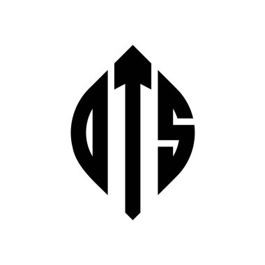 Çember ve elips şekilli OTS daire harf logosu tasarımı. Tipografik biçimli OTS elips harfleri. Üç baş harf daire şeklinde bir logo oluşturuyor. OTS Çemberi Amblemi Soyut Monogram Harf İşaretleme Vektörü.