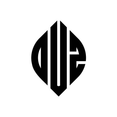 Çember ve elips şekilli OUZ daire harf logosu tasarımı. Typographic tarzında OUZ elips harfleri. Üç baş harf daire şeklinde bir logo oluşturuyor. OUZ Çember Amblemi Soyut Monogram Harf İşaretleme Vektörü.