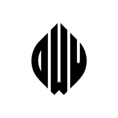 Çember ve elips şekilli OWV daire harf logosu tasarımı. Tipografik şekilli OWV elips harfleri. Üç baş harf daire şeklinde bir logo oluşturuyor. OWV Çember Amblemi Soyut Monogram Harf İşaretleyici Vektörü.