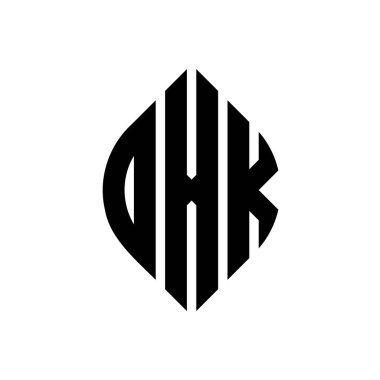 Çember ve elips şekilli OXK daire harf logosu tasarımı. Tipografik biçimli OXK elips harfleri. Üç baş harf daire şeklinde bir logo oluşturuyor. OXK Çember Amblemi Soyut Monogram Harf İşaretleyici Vektörü.