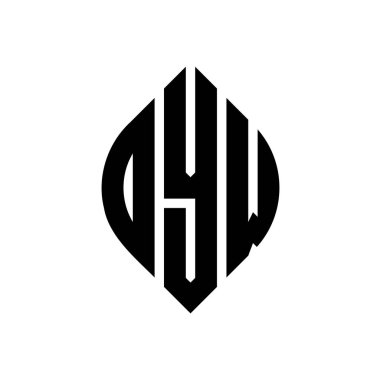 Çember ve elips şekilli OYW daire harf logosu tasarımı. YW elips harfleri tipografik tarzda. Üç baş harf daire şeklinde bir logo oluşturuyor. OYW Çember Amblemi Soyut Monogram Harf İşaretleyici Vektörü.
