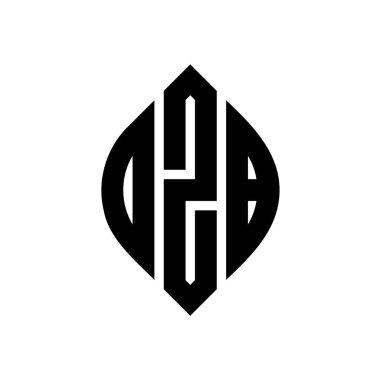 Çember ve elips şekilli OZB daire harf logosu tasarımı. Tipografik biçimli OZB elips harfleri. Üç baş harf daire şeklinde bir logo oluşturuyor. OZB Çemberi Amblemi Soyut Monogram Harf İşaretleyici Vektörü.
