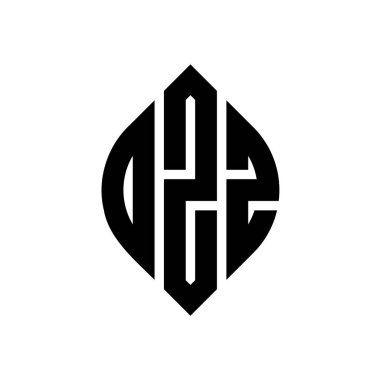 Çember ve elips şekilli OZZ daire harf logosu tasarımı. Tipografik şekilli OZZ elips harfleri. Üç baş harf daire şeklinde bir logo oluşturuyor. OZZ Çember Amblemi Soyut Monogram Harf İşaretleyici Vektörü.