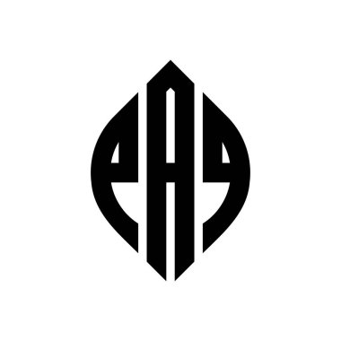 Çember ve elips şekilli PaQ daire harf logosu tasarımı. Typographic tarzında PaQ elips harfleri. Üç baş harf daire şeklinde bir logo oluşturuyor. PAQ Çemberi Amblemi Soyut Monogram Harf İşaretleyici Vektörü.