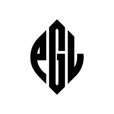 Çember ve elips şekilli PGL daire harf logosu tasarımı. Tipografik biçimli PGL elips harfleri. Üç baş harf daire şeklinde bir logo oluşturuyor. PGL Çember Amblemi Soyut Monogram Harf İşaretleyici Vektörü.