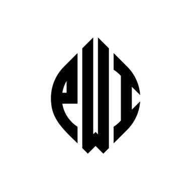 Çember ve elips şekilli PWI yuvarlak harf logosu tasarımı. PWI elips harfleri tipografik tarzda. Üç baş harf daire şeklinde bir logo oluşturuyor. PWI Çember Amblemi Soyut Monogram Harf İşaretleyici Vektörü.