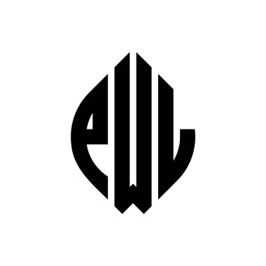 Çember ve elips şekilli PWL daire harf logosu tasarımı. Tipografik biçimli PWL elips harfleri. Üç baş harf daire şeklinde bir logo oluşturuyor. PWL Çember Amblemi Soyut Monogram Harf İşaretleyici Vektörü.