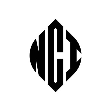 Çember ve elips şekilli NCI daire harf logosu tasarımı. NCI elips harfleri tipografik tarzda. Üç baş harf daire şeklinde bir logo oluşturuyor. NCI Çember Amblemi Soyut Monogram Harf İşaretleme Vektörü.