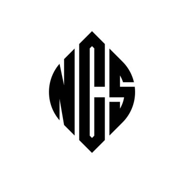 Çember ve elips şekilli NCS daire harf logosu tasarımı. NCS elips harfleri tipografik tarzda. Üç baş harf daire şeklinde bir logo oluşturuyor. NCS Çemberi Amblemi Soyut Monogram Harf İşaretleme Vektörü.