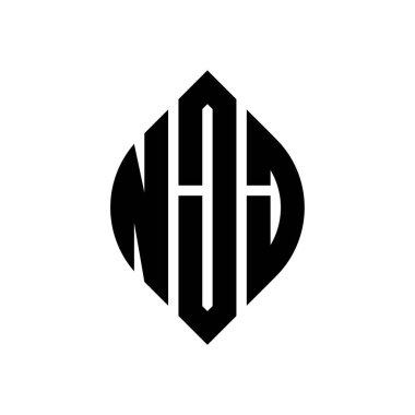 Çember ve elips şekilli NJJ daire şeklinde harf logosu tasarımı. Typographic tarzında NJJ elips harfleri. Üç baş harf daire şeklinde bir logo oluşturuyor. NJJ Çember Amblemi Soyut Monogram Harf İşaretleyici Vektörü.