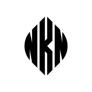 Çember ve elips şekilli NKN daire harfli logo tasarımı. Tipografik biçimli NKN elips harfleri. Üç baş harf daire şeklinde bir logo oluşturuyor. NKN Çember Amblemi Soyut Monogram Harf İşaretleyici Vektörü.