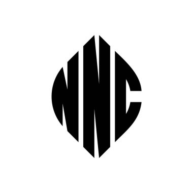 Çember ve elips şekilli NNC daire harf logosu tasarımı. Tipografik biçimli NNC elips harfleri. Üç baş harf daire şeklinde bir logo oluşturuyor. NNC Çember Amblemi Soyut Monogram Harf İşaretleyici Vektörü.