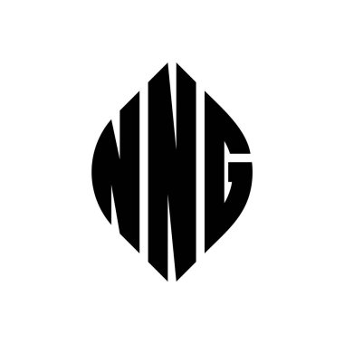 Çember ve elips şekilli NNG daire harf logosu tasarımı. Tipografik biçimli NNG elips harfleri. Üç baş harf daire şeklinde bir logo oluşturuyor. NNG Çember Amblemi Soyut Monogram Harf İşaretleyici Vektörü.