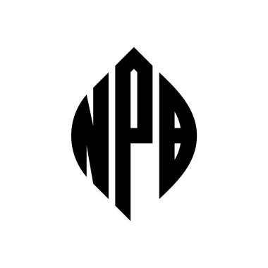 Çember ve elips şekilli NPB daire harf logosu tasarımı. Tipografik biçimli NPB elips harfleri. Üç baş harf daire şeklinde bir logo oluşturuyor. NPB Çemberi Amblemi Soyut Monogram Harf İşaretleyici Vektörü.