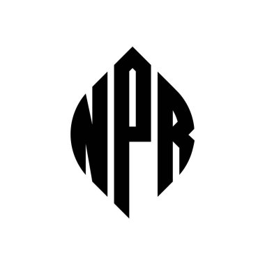Çember ve elips şekilli NPR daire harf logosu tasarımı. Tipografik tarzda NPR elips harfleri. Üç baş harf daire şeklinde bir logo oluşturuyor. NPR Çemberi Amblemi Soyut Monogram Harf İşaretleyici Vektörü.