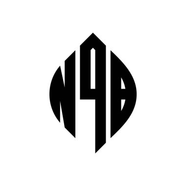 Çember ve elips şekilli NQB daire harf logosu tasarımı. Tipografik biçimli NQB elips harfleri. Üç baş harf daire şeklinde bir logo oluşturuyor. NQB Çember Amblemi Soyut Monogram Harf İşaretleyici Vektörü.
