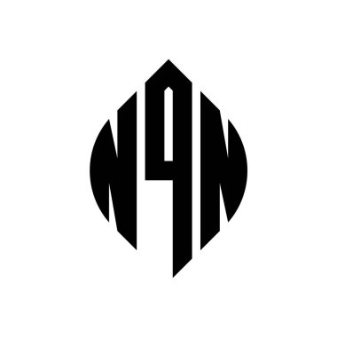 Çember ve elips şekilli NQN daire harf logosu tasarımı. Tipografik biçimli NQN elips harfleri. Üç baş harf daire şeklinde bir logo oluşturuyor. NQN Çember Amblemi Soyut Monogram Harf İşaretleyici Vektörü.
