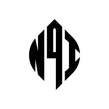 Çember ve elips şekilli NQI daire harf logosu tasarımı. Tipografik tarzda NQI elips harfleri. Üç baş harf daire şeklinde bir logo oluşturuyor. NQI Çember Amblemi Soyut Monogram Harf İşaretleyici Vektörü.