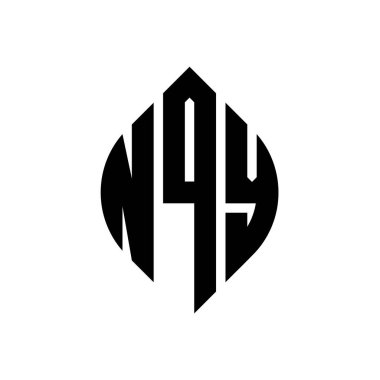 Çember ve elips şekilli NQY daire harf logosu tasarımı. Tipografik biçimli NQY elips harfleri. Üç baş harf daire şeklinde bir logo oluşturuyor. NQY Çember Amblemi Soyut Monogram Harf İşaretleyici Vektörü.
