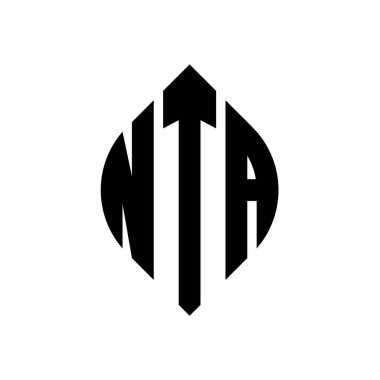 Çember ve elips şekilli NTA daire harf logosu tasarımı. Typographic tarzında NTA elips harfleri. Üç baş harf daire şeklinde bir logo oluşturuyor. NTA Çemberi Amblemi Soyut Monogram Harf İşaretleme Vektörü.