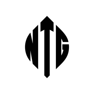 Çember ve elips şekilli NTG daire harf logosu tasarımı. Tipografik biçimli NTG elips harfleri. Üç baş harf daire şeklinde bir logo oluşturuyor. NTG Çember Amblemi Soyut Monogram Harf İşaretleyici Vektörü.